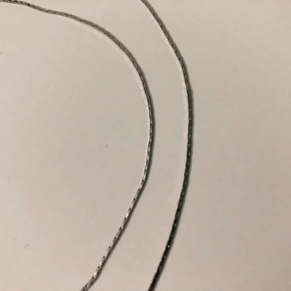 Thin Chain Necklace Silver Tone Stamped 18KGP - Picture 4 of 13